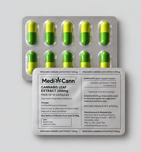 Cannabis Leaf Extract Capsule 250mg – Size and Packaging Details