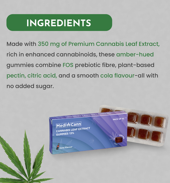 Medicann Cannabis Leaf Extract 350 mg Gummies - 1 Strip 10 Gummies